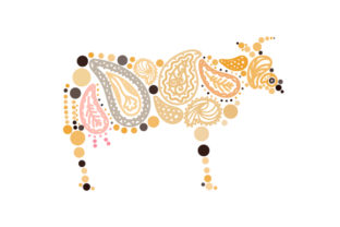 Cow Made out of Paisly Patterns