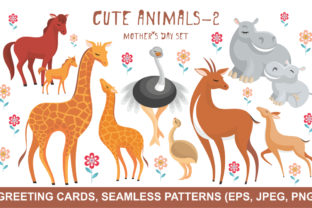 Cute Animals Mother’s Day Set: Adorable Vector Art for Heartfelt Celebrations