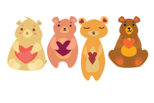 Cute Bears Holding Hearts: Adorable Digital Design for Valentine’s Day & Creative Projects