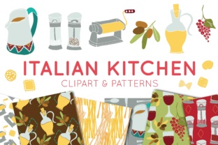 Italian Food Clipart Digital Paper