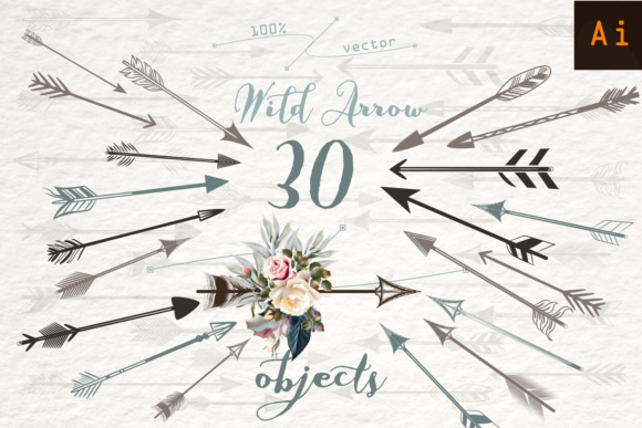 Wild Arrow Vector Clipart Set: Where Bohemian Expression Meets Modern Design Utility