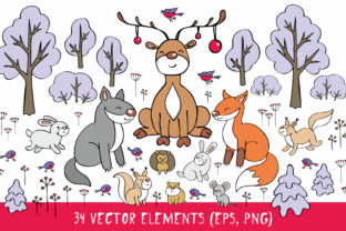 Woodland Animals Christmas Clip Art